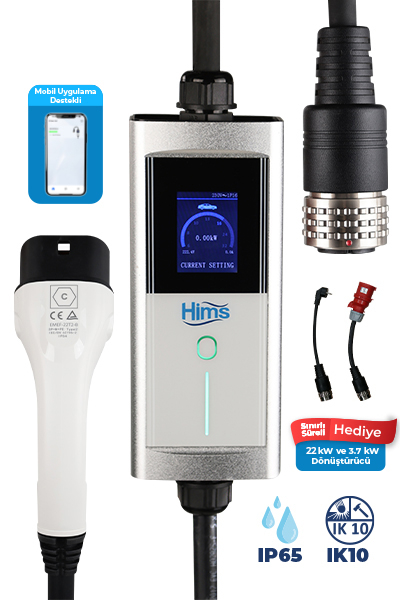 Hims HCTK-22-G 22kW Tip 2 Soketli Taşınabilir Elektrikli Araç Şarj Cihazı - Thumbnail