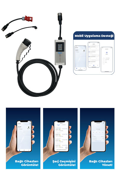 Hims HCTK-22-G 22kW Tip 2 Soketli Taşınabilir Elektrikli Araç Şarj Cihazı - Thumbnail