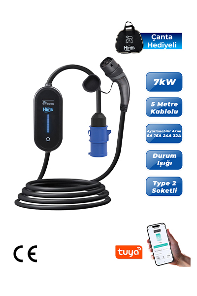Hims HCTK-7 7kW Ev Tipi Taşınabilir Elektrikli Araç Şarj Cihazı - Thumbnail