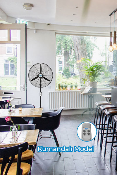 Hims HEF-AK750 210W 75 cm Siyah 3 Kanat Kumandalı Sanayi Tipi Ayaklı Vantilatör - Thumbnail