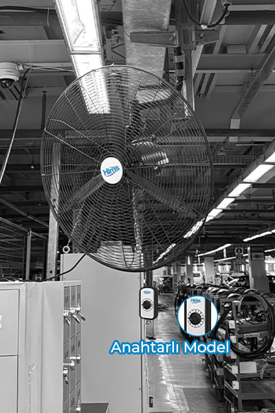 Hims HEF-DA750 210W 75 cm Siyah 3 Kanat Anahtarlı Sanayi Tipi Duvar Vantilatörü - Thumbnail