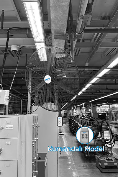 Hims HEF-DK750 210W 75 cm Siyah 3 Kanat Kumandalı Sanayi Tipi Duvar Vantilatörü - Thumbnail