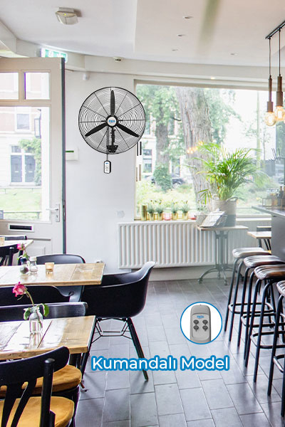 Hims HEF-DK750 210W 75 cm Siyah 3 Kanat Kumandalı Sanayi Tipi Duvar Vantilatörü - Thumbnail