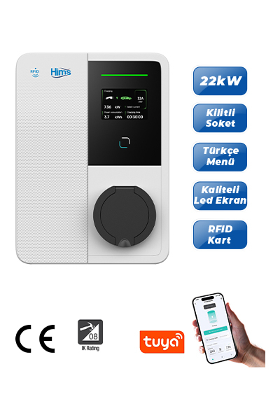 Hims HEVC-22 22kW Bireysel Duvar Tipi Araç Şarj Cihazı - Thumbnail