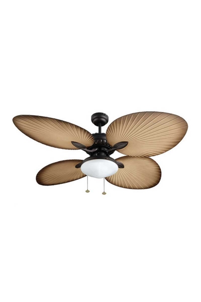 Kaşkar Taflan T52040-L 60W 132cm Pleksi Kahverengi 4 Kanatlı Lambalı Avizeli İpli Tavan Vantilatörü - Thumbnail