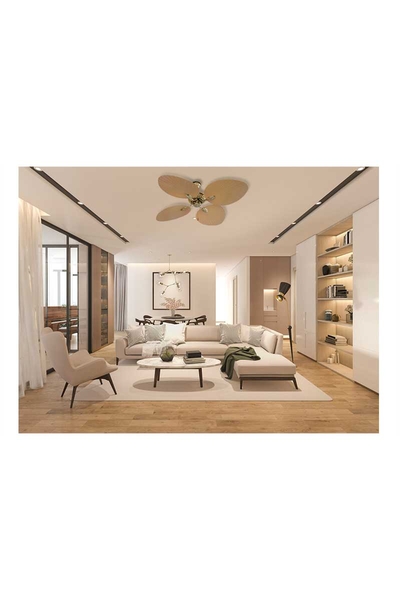 Kaşkar Taflan Umut T52040 60W 132cm Pleksi Krem 4 Kanatlı İpli Tavan Vantilatörü - Thumbnail