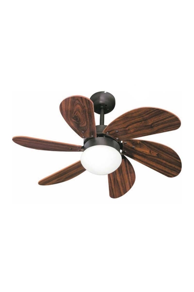 Kaşkar Taflan L36009RC 50W 82cm Ahşap Venge 6 Kanatlı Lambalı Avizeli Uzaktan Kumandalı Tavan Vantilatörü - Thumbnail