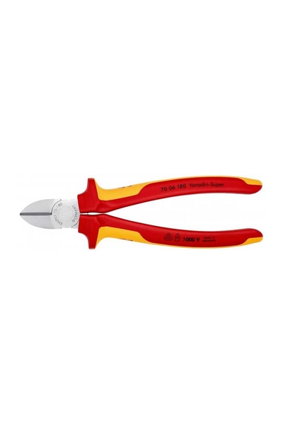Knipex - Knipex 70 06 180 - 1000V 180mm VDE Yan Keski Knipex 70 06 180 - 1000V 180mm VDE Yan Keski - Thumbnail