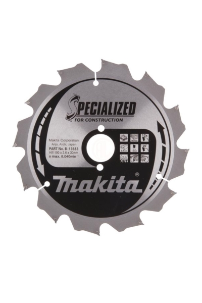 Makita Aksesuar - Makita B-13683 190mm 12 Diş Elmas Daire Testere Makita B-13683 190mm 12 Diş Elmas Daire Testere - Thumbnail