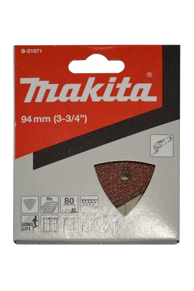 Makita Aksesuar - Makita B-21571 10 Adet 80 Kum Ahşap Metal Üçgen Zımpara Makita B-21571 10 Adet 80 Kum Ahşap Metal Üçgen Zımpara - Thumbnail