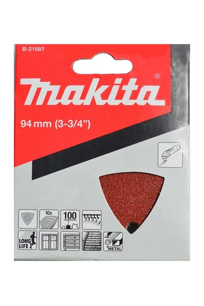 Makita B-21587 10 Adet 100 Kum Ahşap Metal Üçgen Zımpara - Thumbnail
