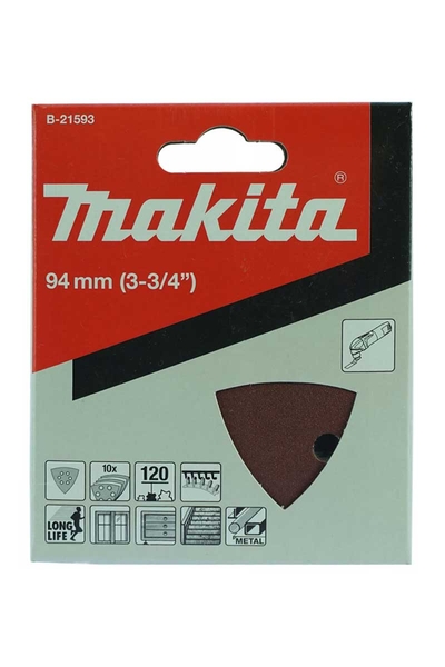 Makita Aksesuar - Makita B-21593 10 Adet 120 Kum Ahşap Metal Üçgen Zımpara Makita B-21593 10 Adet 120 Kum Ahşap Metal Üçgen Zımpara - Thumbnail