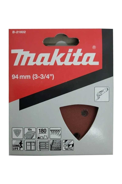 Makita Aksesuar - Makita B-21602 10 Adet 180 Kum Ahşap Metal Üçgen Zımpara Makita B-21602 10 Adet 180 Kum Ahşap Metal Üçgen Zımpara - Thumbnail