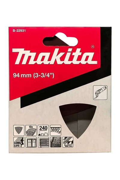 Makita B-22931 10 Adet 240 Kum Ahşap Metal Üçgen Zımpara - Thumbnail