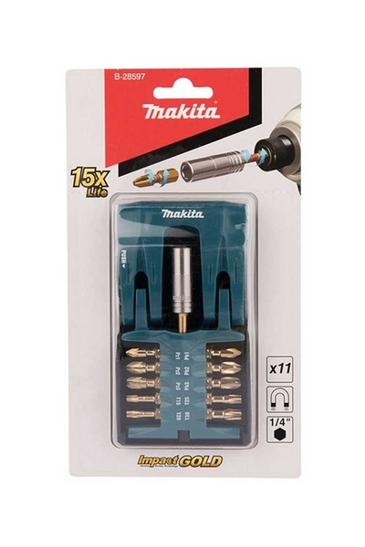 Makita Aksesuar - Makita B-28597 11 Parça Impact Gold Mıknatıslı Vidalama Bits Uç Seti Makita B-28597 11 Parça Impact Gold Mıknatıslı Vidalama Bits Uç Seti - Thumbnail