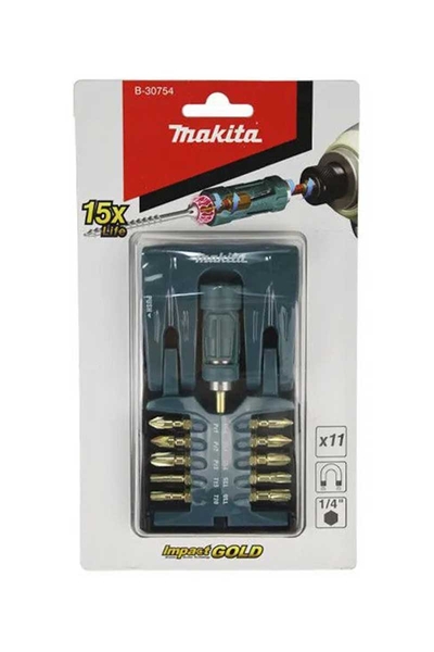 Makita Aksesuar - Makita B-30754 11 Parça Impact Gold Mıknatıslı Vidalama Bits Uç Seti Makita B-30754 11 Parça Impact Gold Mıknatıslı Vidalama Bits Uç Seti - Thumbnail