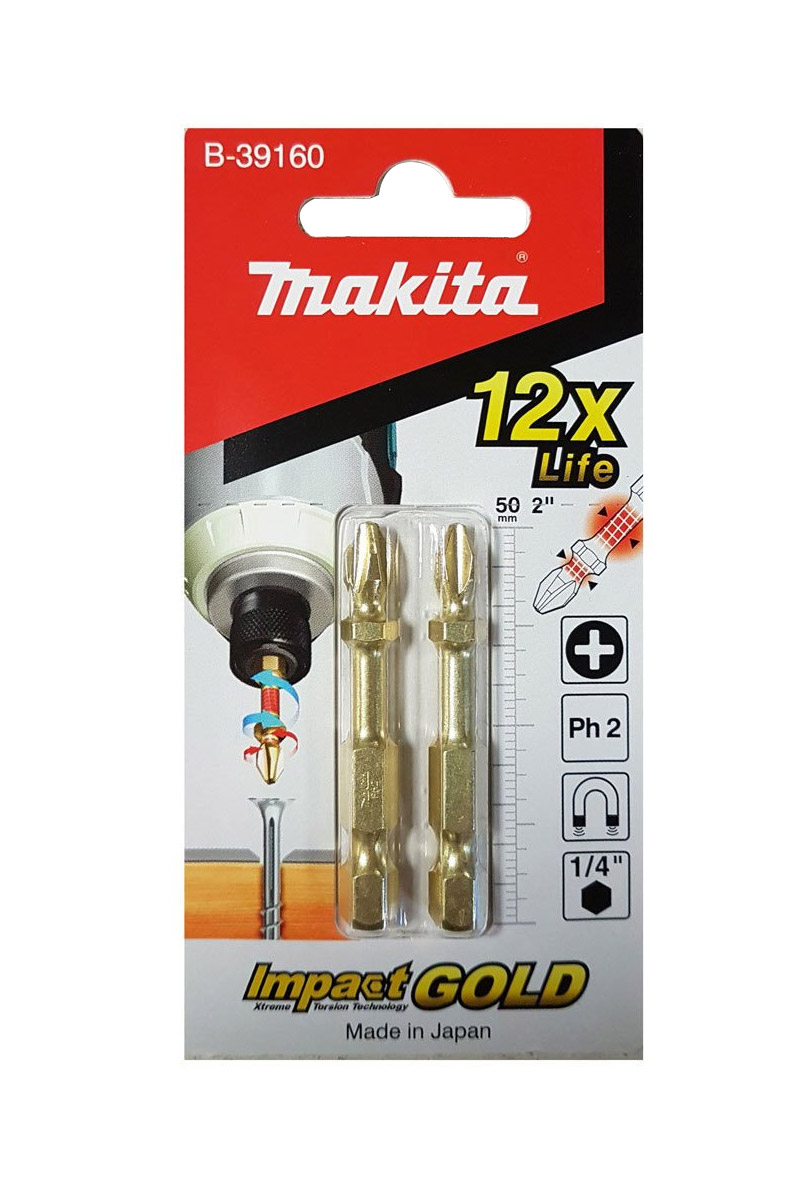  Makita B 39160 2 Adet Impact Gold Ph2 50mm Mıknatıslı Vidalama Bits Uç