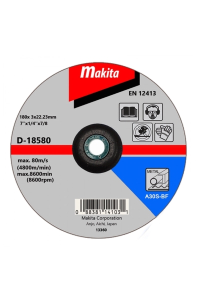 Makita Aksesuar - Makita D-18580 25 Adet 180x3mm Bombeli Flex Taş Makita Aksesuar - Makita D-18580 25 Adet 180x3mm Bombeli Flex Taş