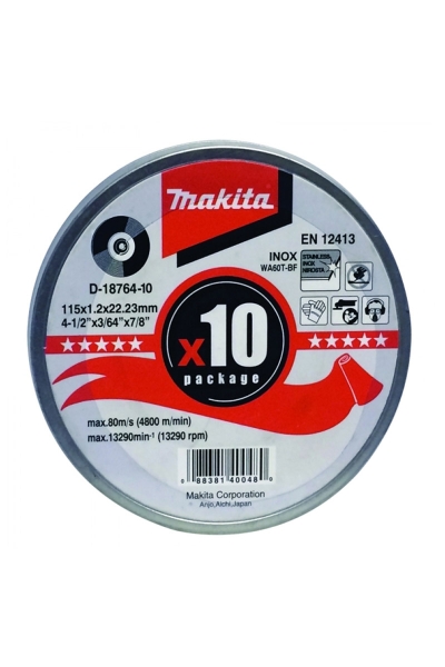 Makita Aksesuar - Makita D-18764-10 115x1.2mm 10lu Inox Kesme Seti Makita Aksesuar - Makita D-18764-10 115x1.2mm 10lu Inox Kesme Seti