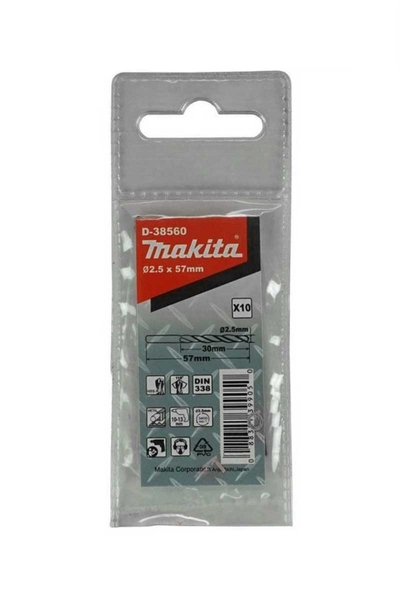 Makita D-38560 10 Adet 2.5x57mm HSS-R Metal Delme Matkap Ucu - Thumbnail