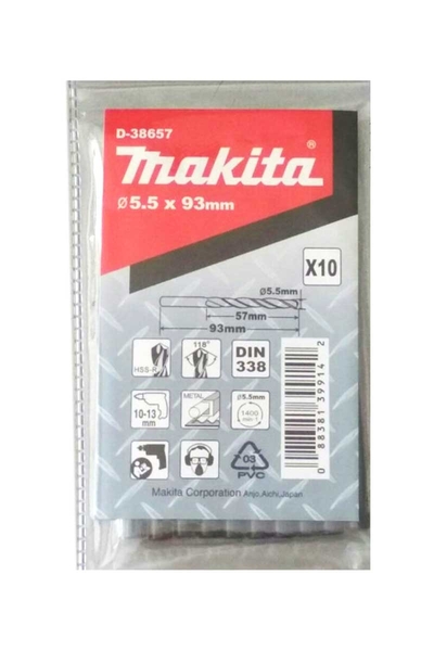 Makita D-38657 10 Adet 5.5x93mm HSS-R Metal Delme Matkap Ucu - Thumbnail