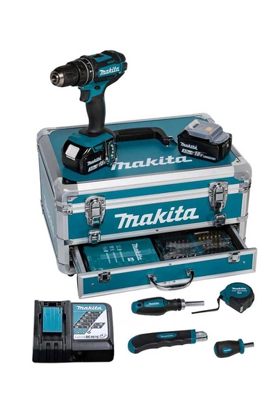 Makita - Makita DHP482RFX9 18V 3Ah Li-ion 96 Parçalı Akülü Darbeli Matkap Seti