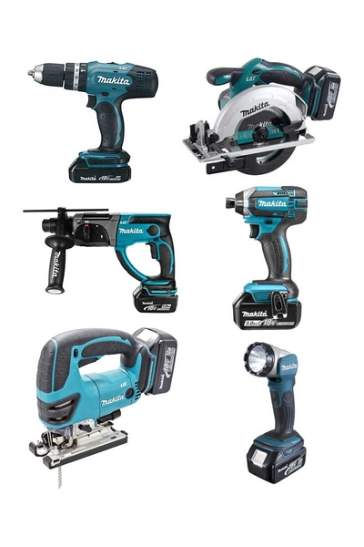 Makita - Makita DLX6068PT (DHP453 DHR202 DJV180 DSS611 DTD152 DML802) Akülü Set Makita DLX6068PT (DHP453 DHR202 DJV180 DSS611 DTD152 DML802) Akülü Set - Thumbnail