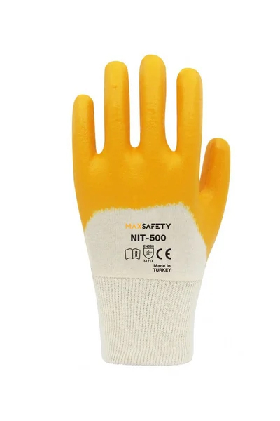 MaxSafety - Max Safety NIT-500 Sarı No 10 Pamuk Astarlı Nitril Eldiven MaxSafety - Max Safety NIT-500 Sarı No 10 Pamuk Astarlı Nitril Eldiven