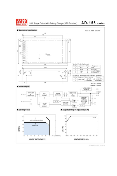 Mean Well - Mean Well AD-155A 155W 13.8V 10.5A Ups Fonksiyon Mean Well AD-155A 155W 13.8V 10.5A Ups Fonksiyon - Thumbnail