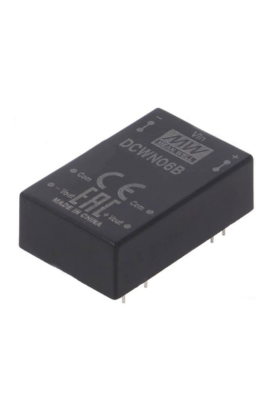 Mean Well DCWN06B-12 6W 18-36VDC +-12VDC 250mA DIP Regüleli Çift Çıkışlı İzole Dönüştürücü