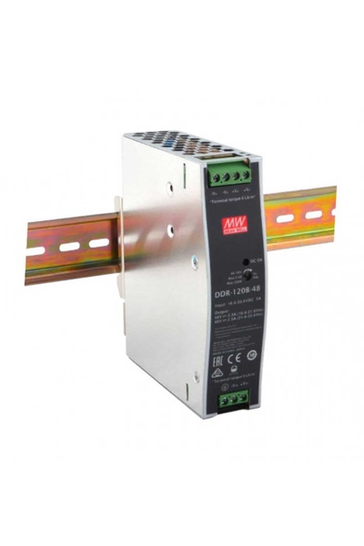 Mean Well DDR-120B-48 120W 16.8-33.6VDC 48VDC 2.5A DIN Tek Çıkışlı Ray Montajlı Dönüştürücü - Thumbnail