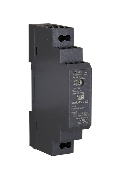 Mean Well - Mean Well DDR-15G-3.3 3.3V DC 3.5A DC-DC Ultra İnce Endüstriyel DIN Ray Dönüştürücü