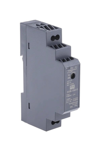 Mean Well DDR-15G-5 15W 9-36VDC 5VDC 3A DIN Tek Çıkışlı Ray Montajlı Dönüştürücü - Thumbnail