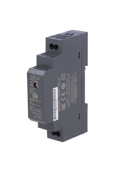 Mean Well DDR-15L-5 15W 18-75VDC 5VDC 3A DIN Tek Çıkışlı Ray Montajlı Dönüştürücü