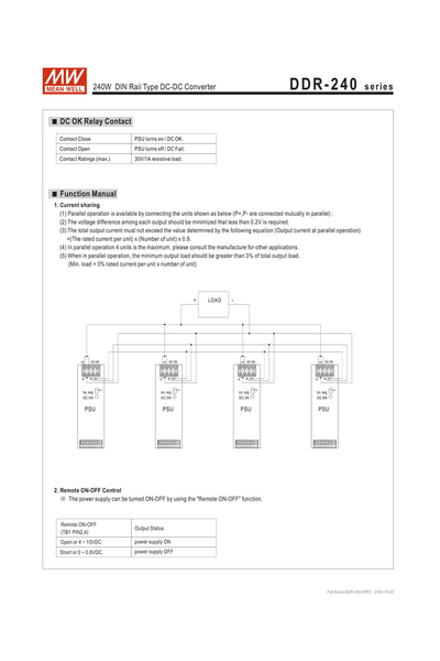 Mean Well DDR-240B-24 240W 16.8-33.6VDC Tek Çıkışlı Ray Montajlı Dönüştürücü - Thumbnail