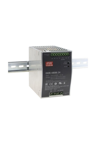 Mean Well DDR-480B-24 480W 16.8-33.6VDC 24VDC 20A DIN Tek Çıkışlı Ray Montajlı Dönüştürücü