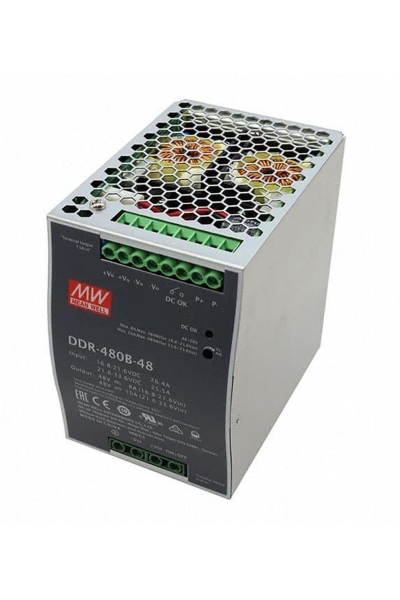 Mean Well DDR-480B-48 480W 16.8-33.6VDC 48VDC 10A DIN Tek Çıkışlı Ray Montajlı Dönüştürücü