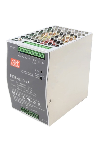 Mean Well DDR-480D-48 480W 67.2-154VDC 48VDC 10A DIN Tek Çıkışlı Ray Montajlı Dönüştürücü