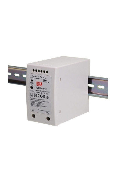 Mean Well DDRH-60-12 60W 150-1500VDC 12VDC 5A DIN Ultra Geniş Voltaj Aralıklı Tek Çıkışlı Ray Montajlı Dönüştürücü