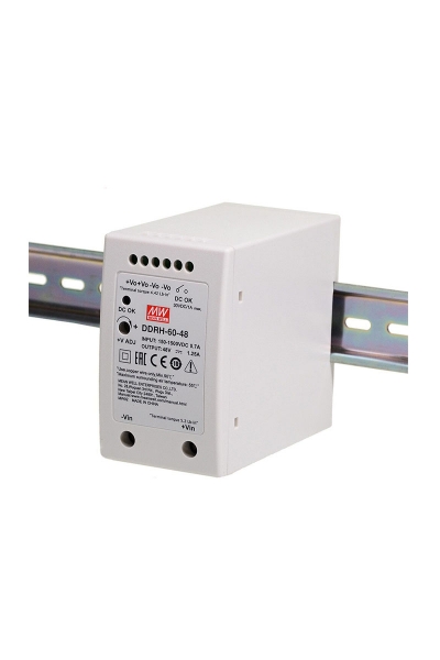 Mean Well DDRH-60-48 60W 150-1500VDC 48VDC 1.25A DIN Ultra Geniş Voltaj Aralıklı Tek Çıkışlı Ray Montajlı Dönüştürücü