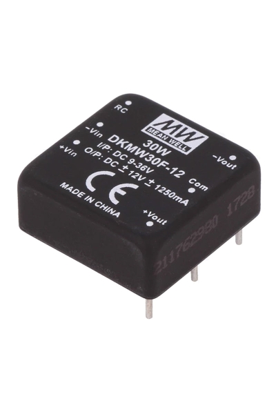 Mean Well DKMW30F-12 30W 9-36VDC +-12VDC 1250mA DIP Regüleli Çift Çıkışlı İzole Dönüştürücü