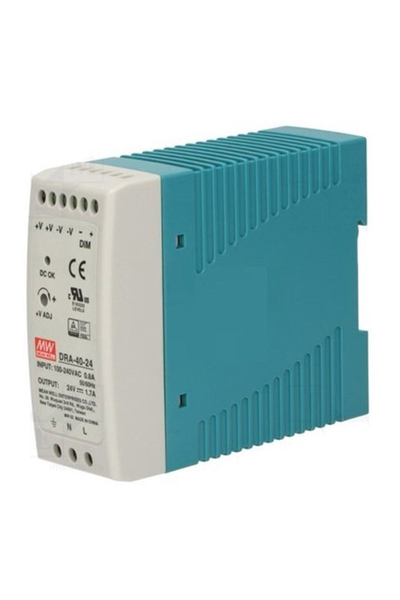 Mean Well DRA-40-24 40W 24VDC 1.7A 90-264VAC Dimedilebilir Ray Montajlı Power Supply