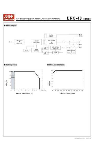 Mean Well DRC-40B 40W 27.6V-27.6V 0.95A-0.95A Ups - Thumbnail