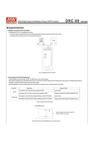 Mean Well - Mean Well DRC-60B 60W 27.6V 0.75A Ups Fonksiyon Mean Well DRC-60B 60W 27.6V 0.75A Ups Fonksiyon - Thumbnail