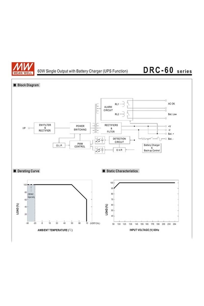 Mean Well - Mean Well DRC-60B 60W 27.6V 0.75A Ups Fonksiyon Mean Well DRC-60B 60W 27.6V 0.75A Ups Fonksiyon - Thumbnail