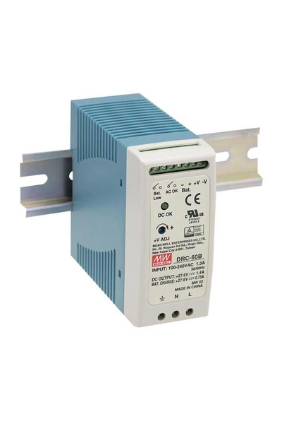 Mean Well - Mean Well DRC-60B 60W 27.6V 0.75A Ups Fonksiyon Mean Well DRC-60B 60W 27.6V 0.75A Ups Fonksiyon - Thumbnail