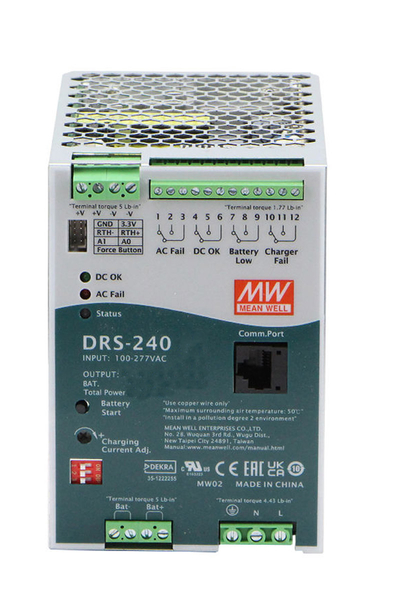Mean Well - Mean Well DRS-240-48 48V DC 5A Hepsi Bir Arada DIN Raylı Akıllı Güvenlik Güç Kaynağı