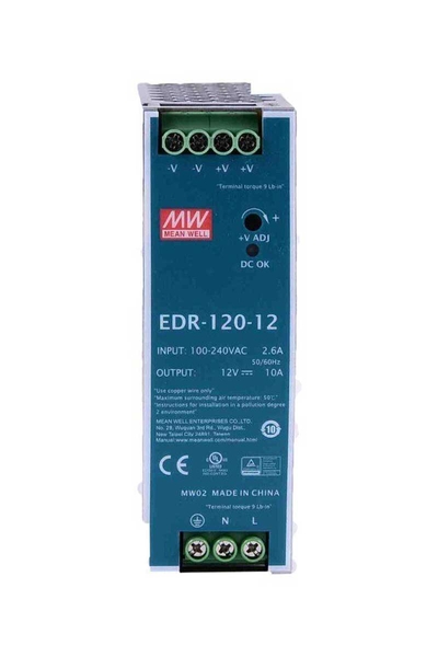 Mean Well EDR-120-12 120W 12V 10A Ray Montaj - Thumbnail