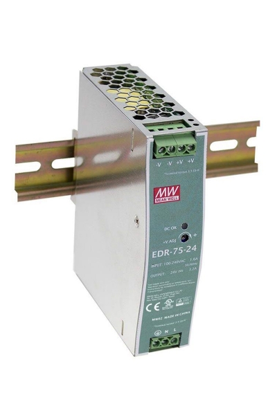 Mean Well - Mean Well EDR-75-24 75W 24V 3.2A Ray Montaj Mean Well EDR-75-24 75W 24V 3.2A Ray Montaj - Thumbnail