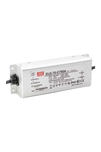 Mean Well ELG-75-C700A-3Y 107V DC 0.7A Sabit Akım PFCli AC-DC Tek Çıkışlı Led Sürücü Mean Well ELG-75-C700A-3Y 107V DC 0.7A Sabit Akım PFCli AC-DC Tek Çıkışlı Led Sürücü